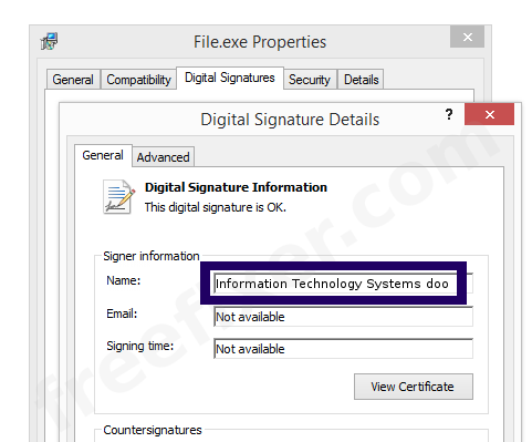 Screenshot of the Information Technology Systems doo certificate